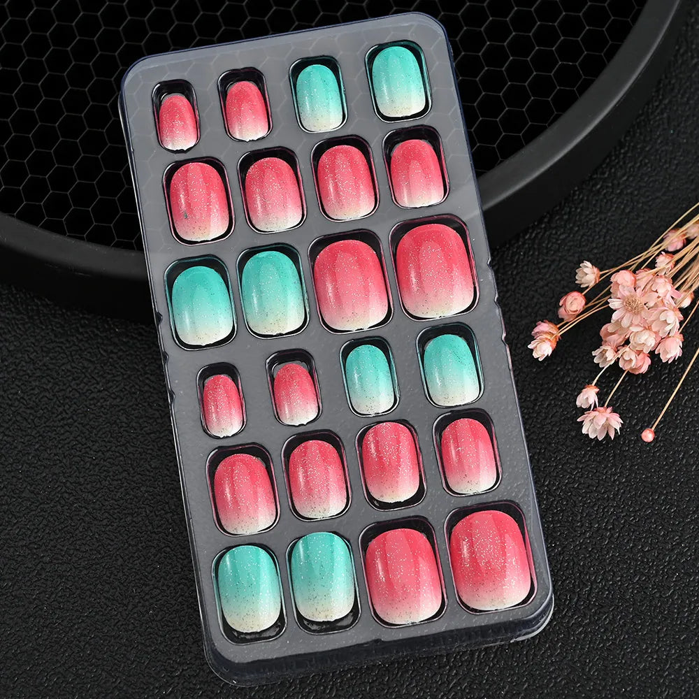 24pcs/box Kids False Press On Nails