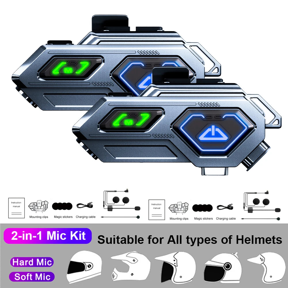 1/2x C10Pro Motorcycle Helmet Intercom Headset Bluetooth