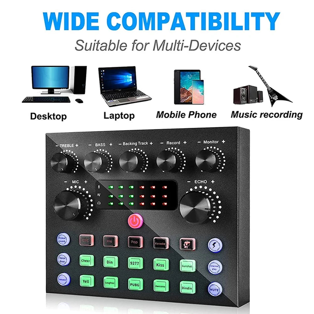 V8S Live Sound Card Podcast Equipment Bundle