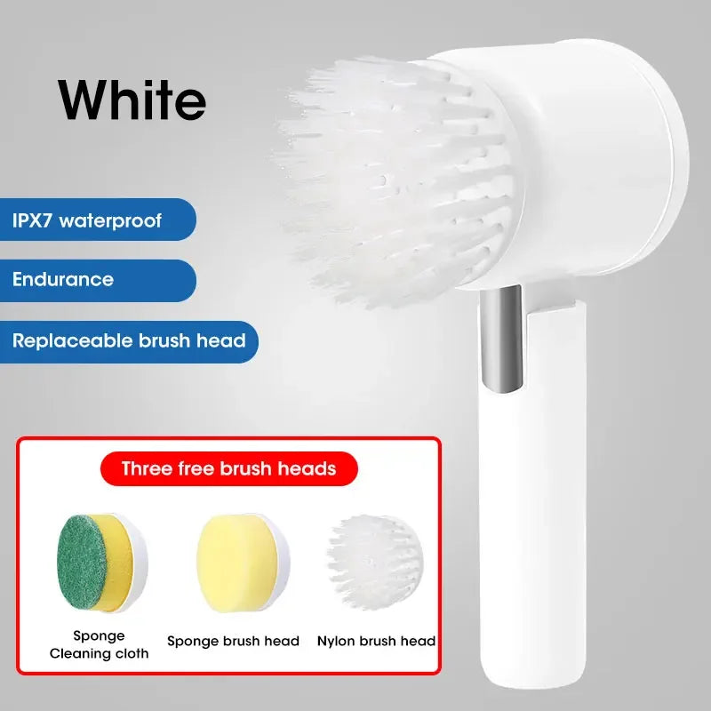 Cordless Electric Spin Scrubber with 5 Brushes
