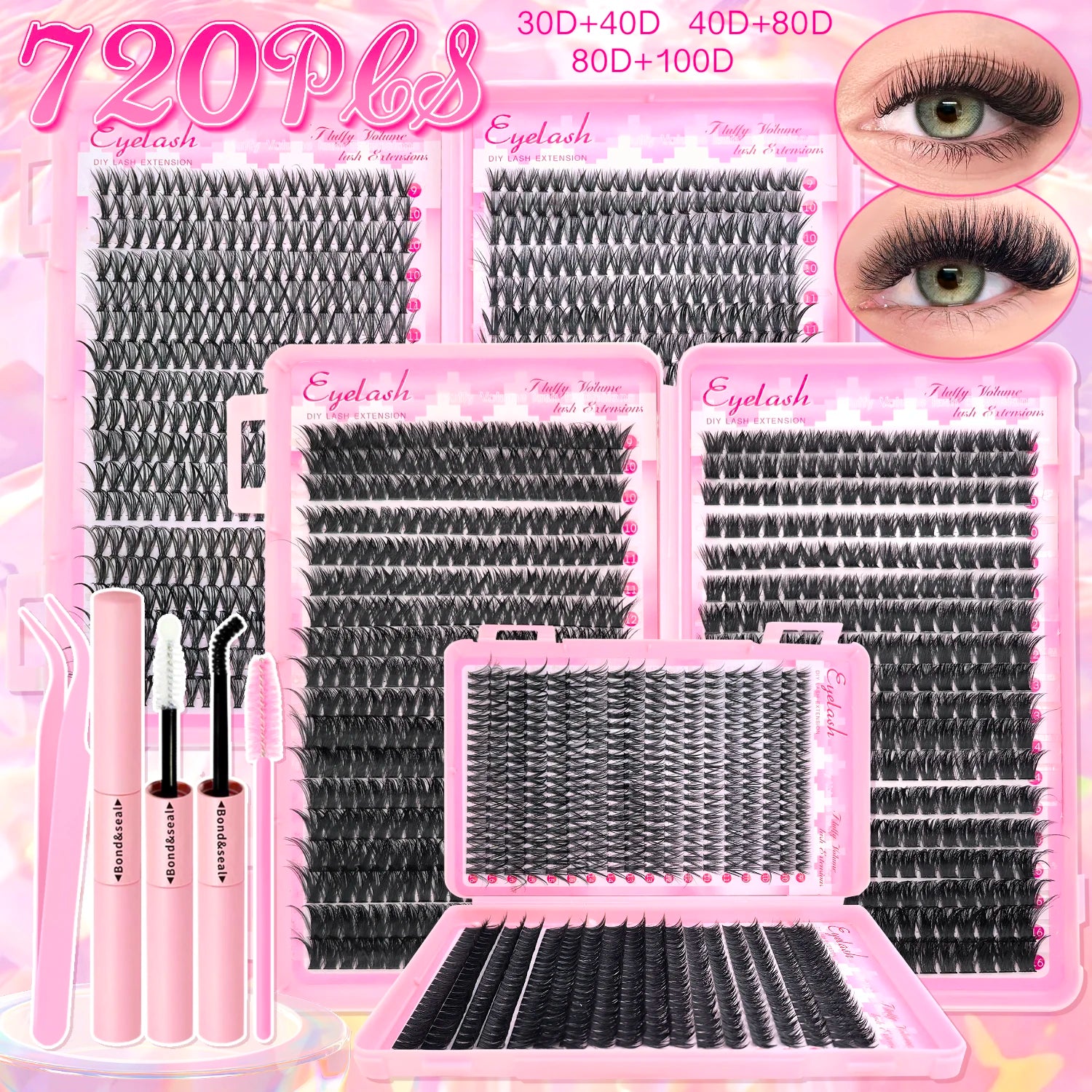 DIY Lash Extension Kit Clusters Individual Eyelashes Kit