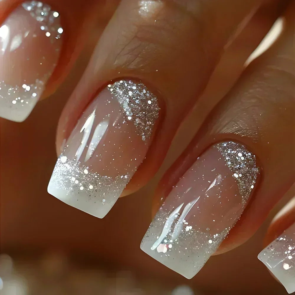24Pc Short Square Coffin Acrylic Nails Set