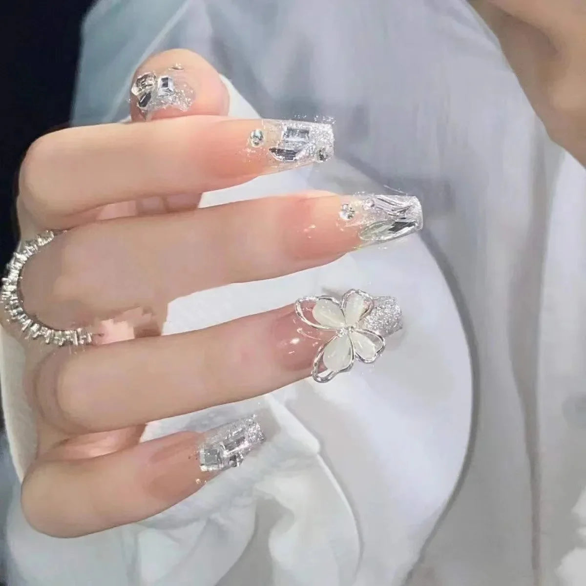 24Pcs French Gradient Ballet Press on Nails