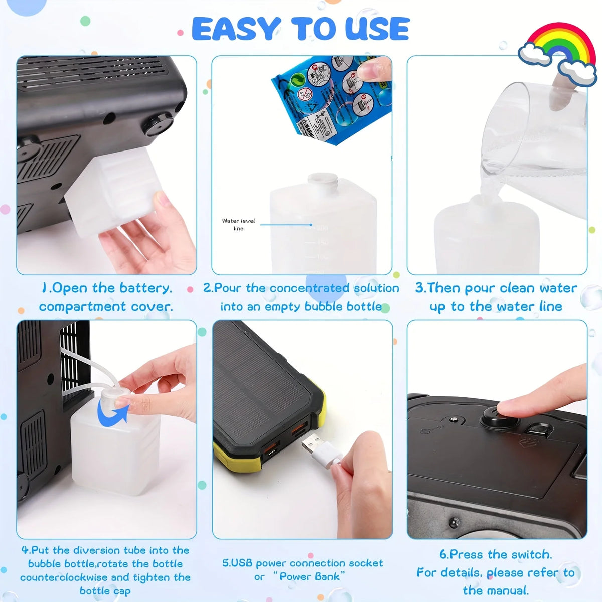 Automatic Bubble Machine Upgrade Bubble Blower with 2 Fans