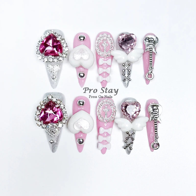 10pcs Dark Black Y2k  Press On Nails
