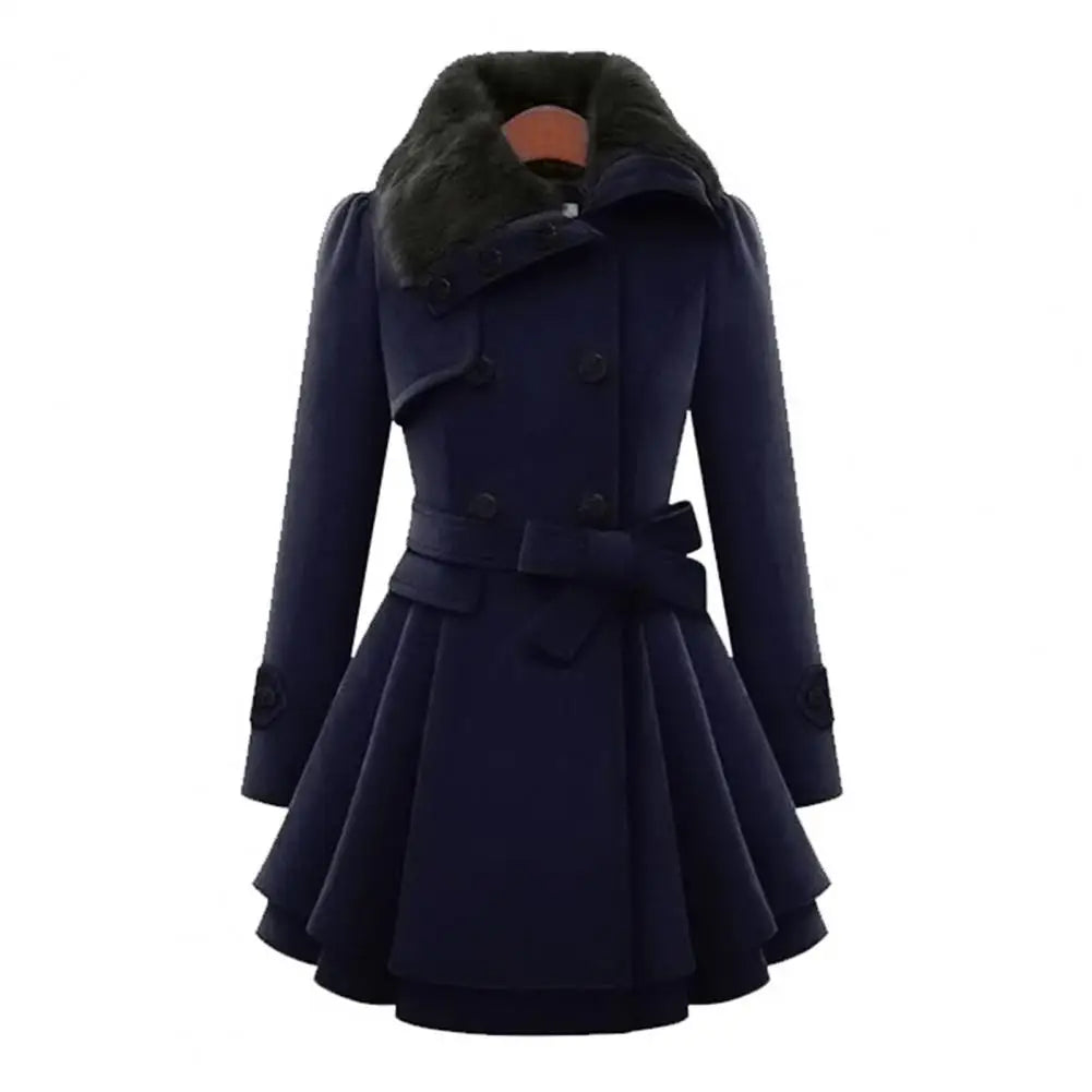 Warm Plush Thick Double Breasted Slim Lapel Coat