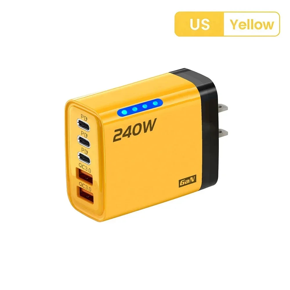 5 in 1 240W GaN Fast Charger With LED Light