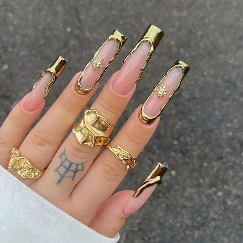24Pc Long Coffin Press on Nails