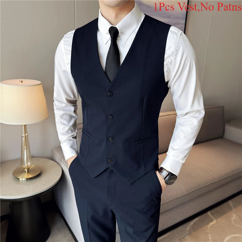 Solid Color Elastic Men's Casual Business Vest