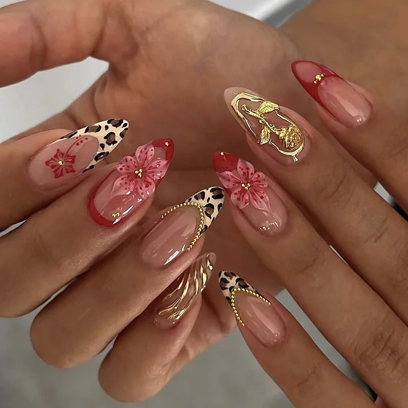 24pcs French Almond Press on Nails