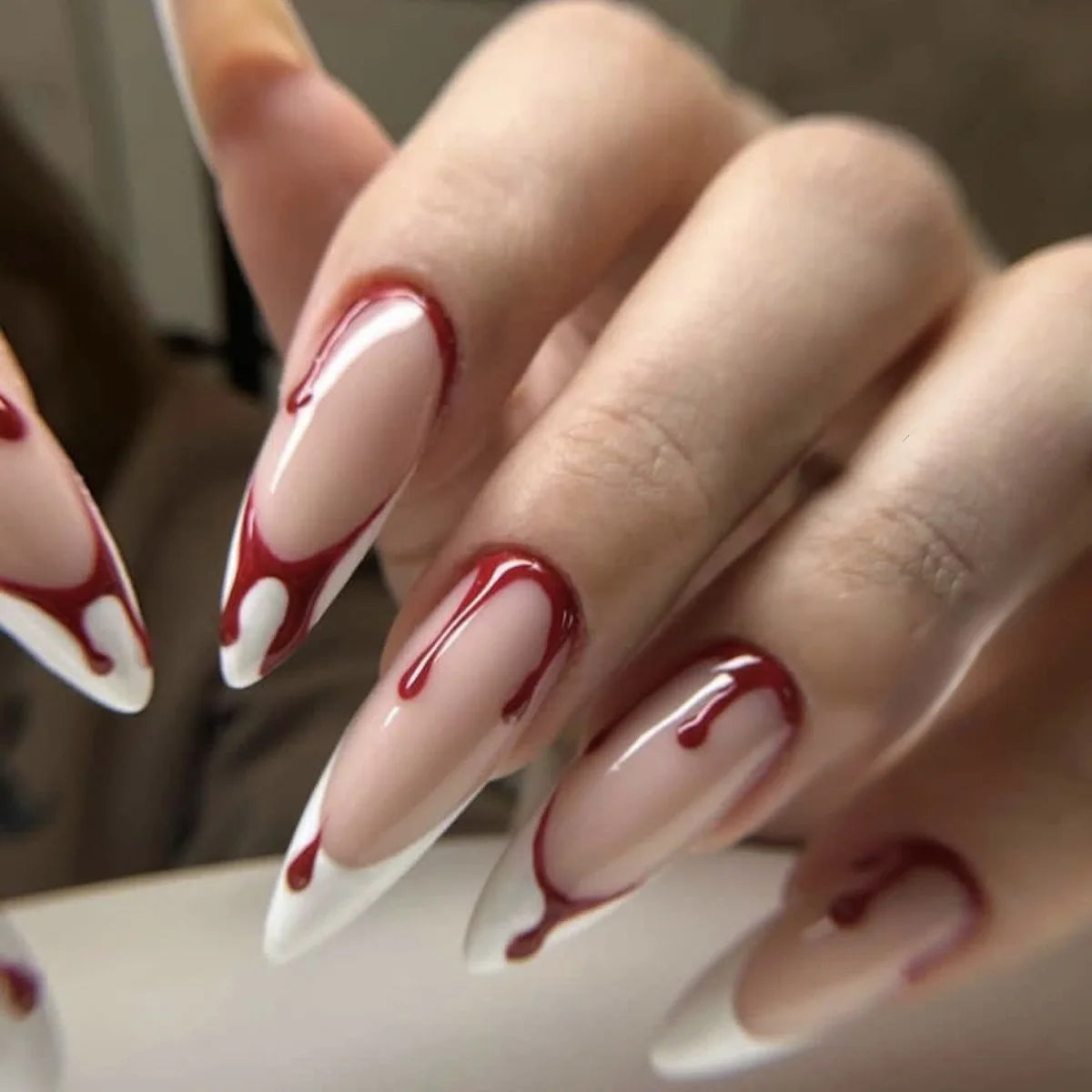 24PCS/Set Almond Pointed Kawakami Tomie Press on Nails
