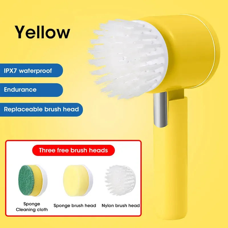 Cordless Electric Spin Scrubber with 5 Brushes