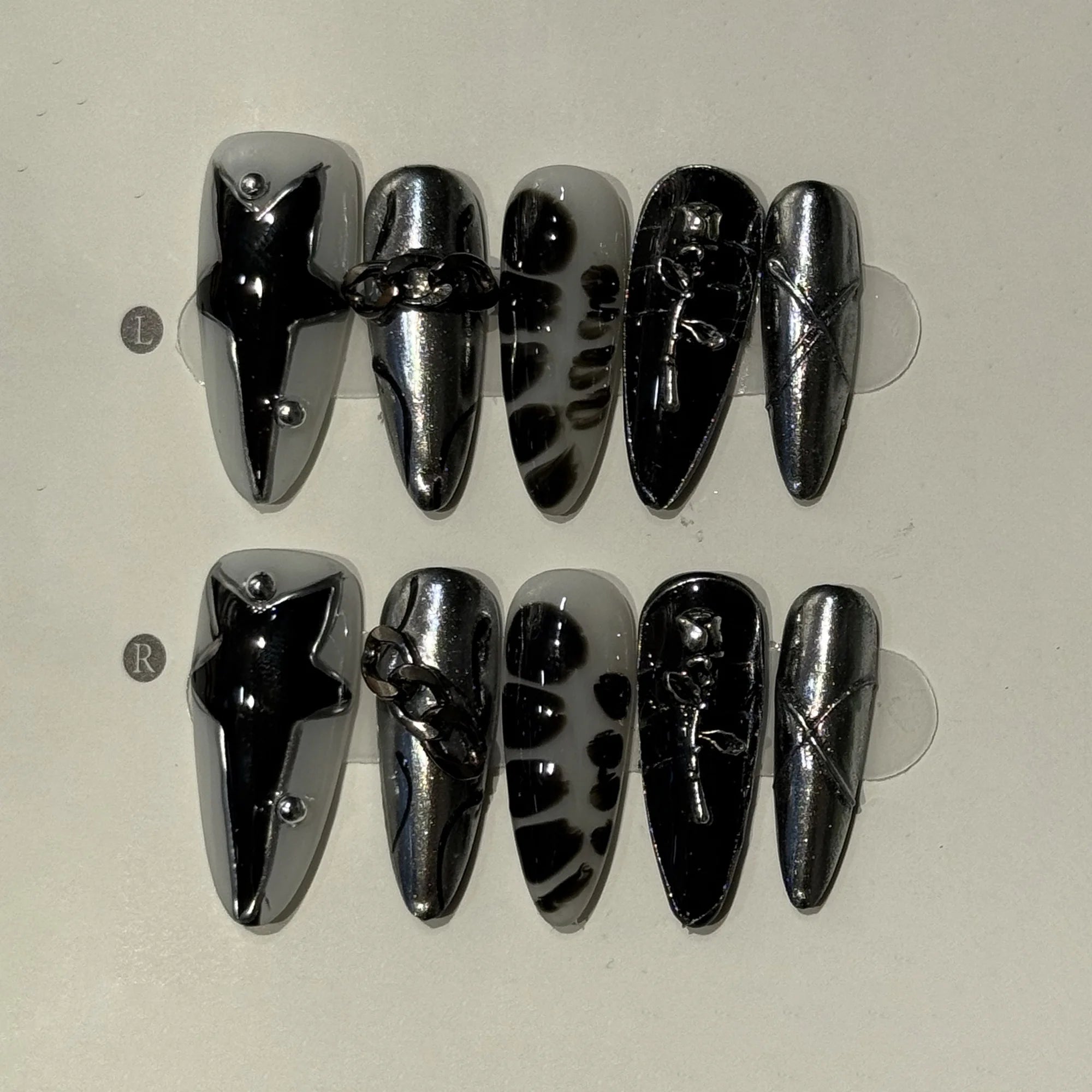 Long Stiletto Press on Fake Nails