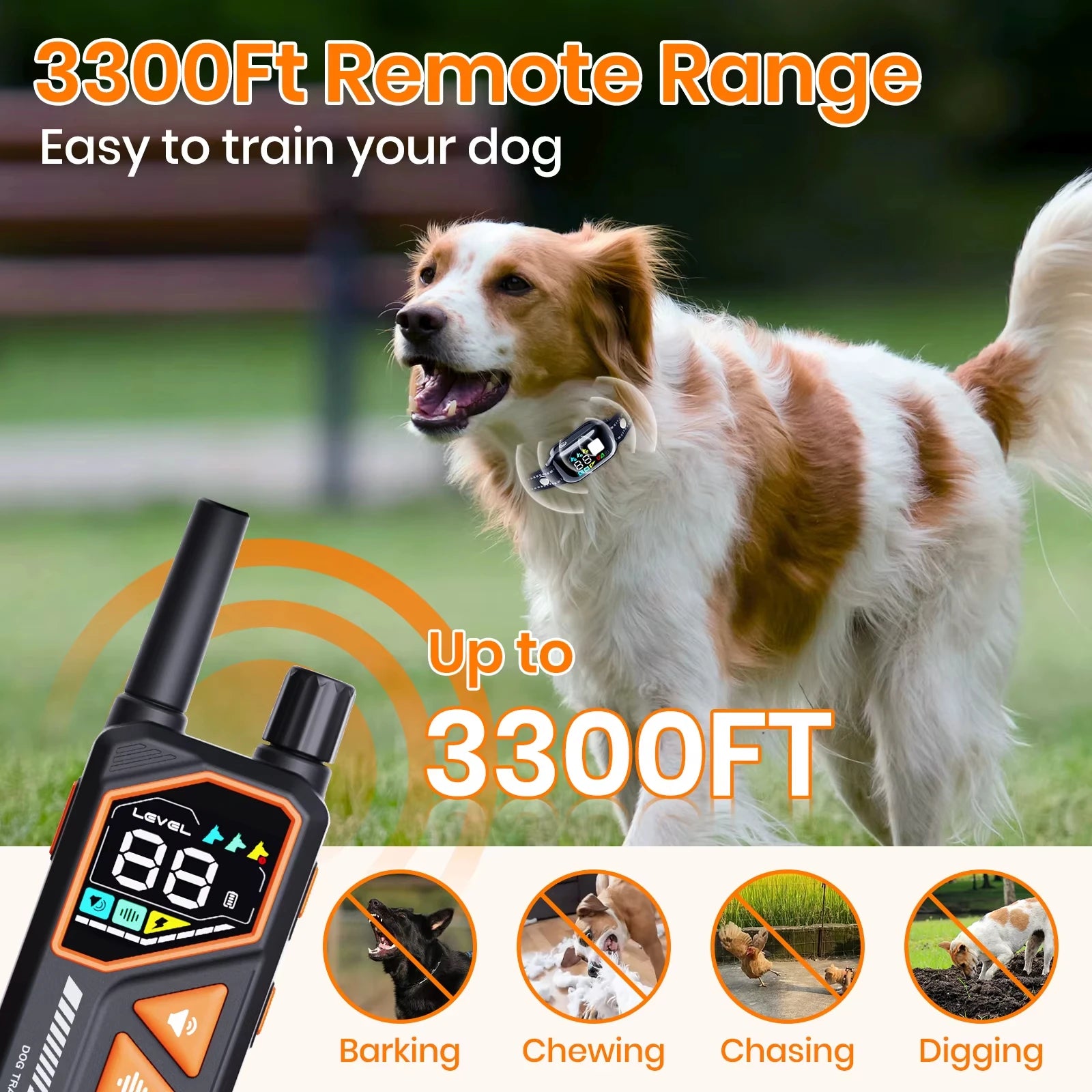 AI Electric Collar for 10-120lbs Dogs