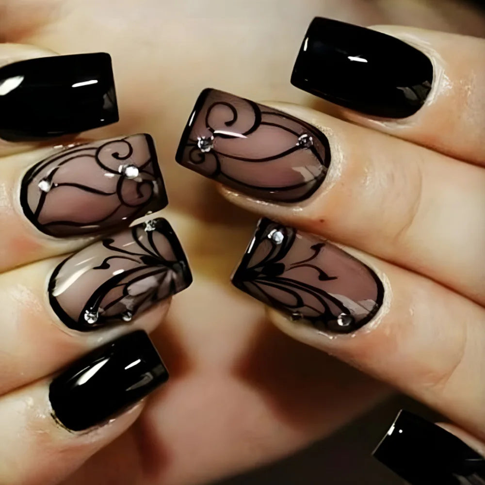 24Pcs Coffin Press on Nails