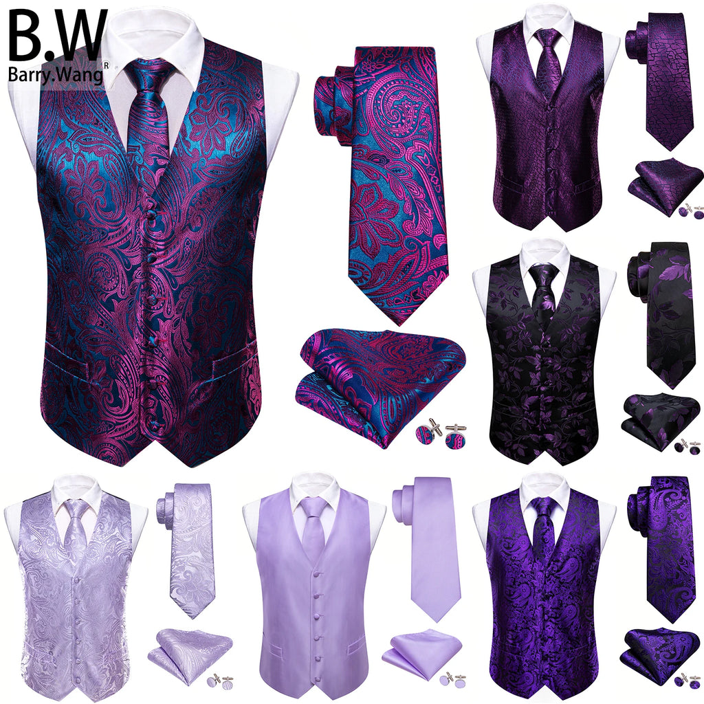 Men Vest Tie Hanky Cufflinks Set