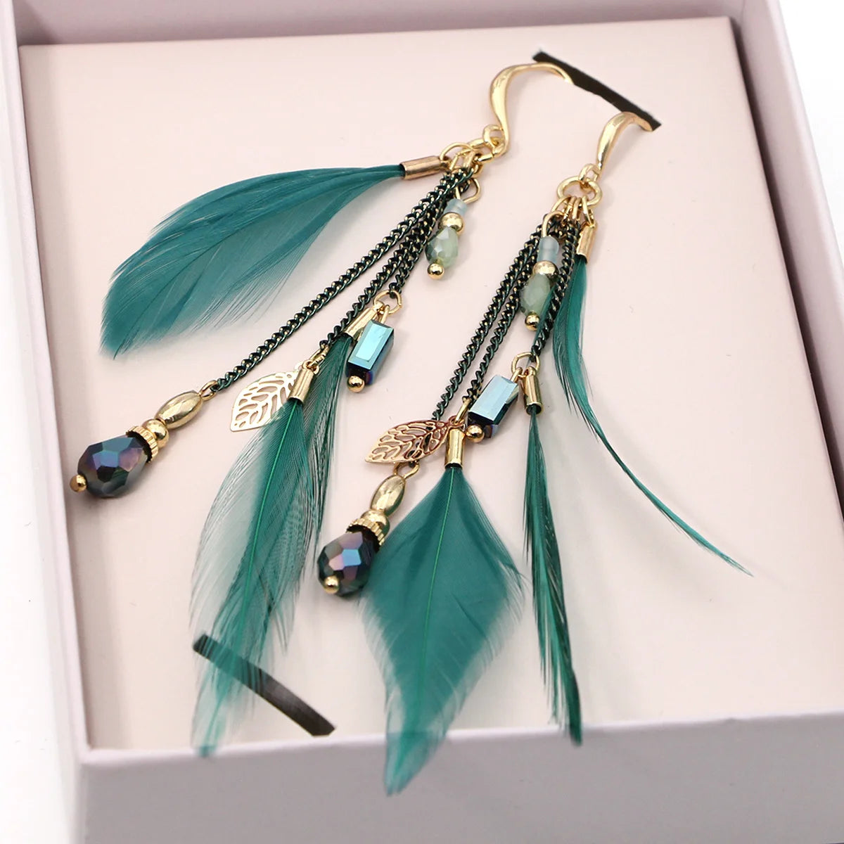 Boho Feather Tassel Dangle Earrings