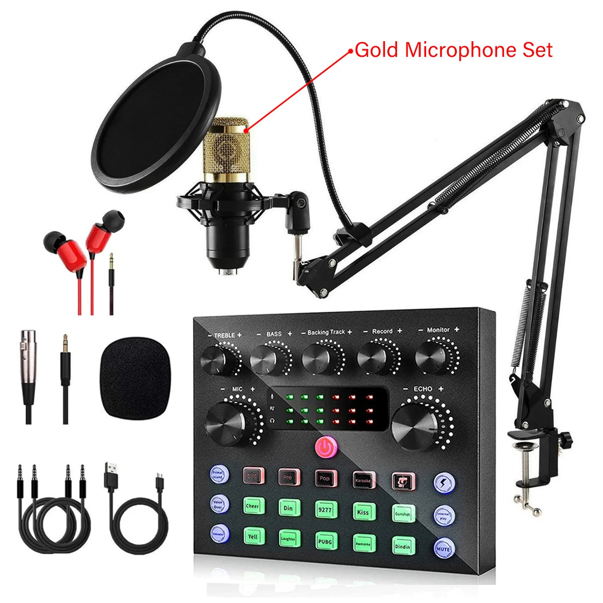 V8S Live Sound Card Podcast Equipment Bundle