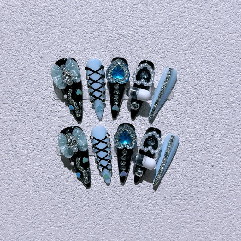 Long Stiletto Press on Fake Nails
