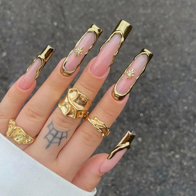 24Pcs Long Square Press on Nails