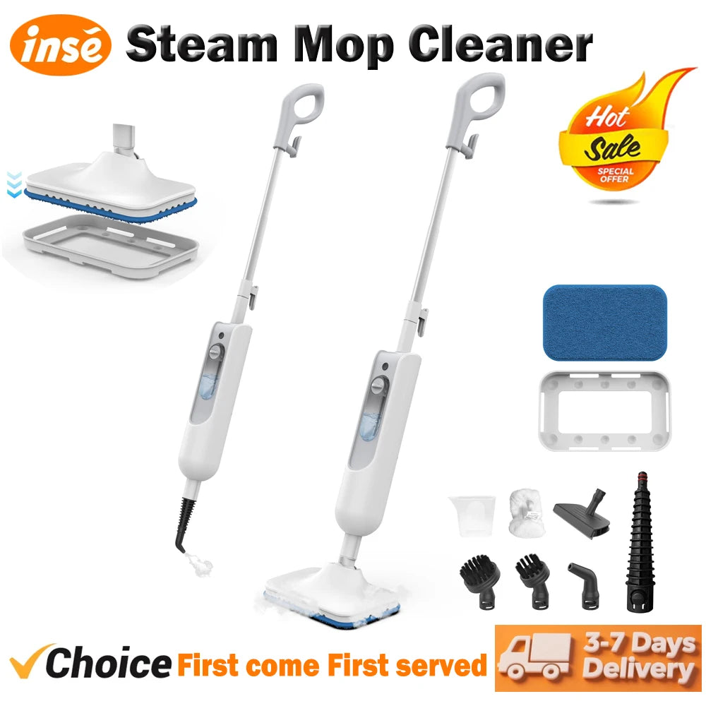 INSE Powerful Steam Mop 6 in 1 Scrubbing Steam Vac Mop