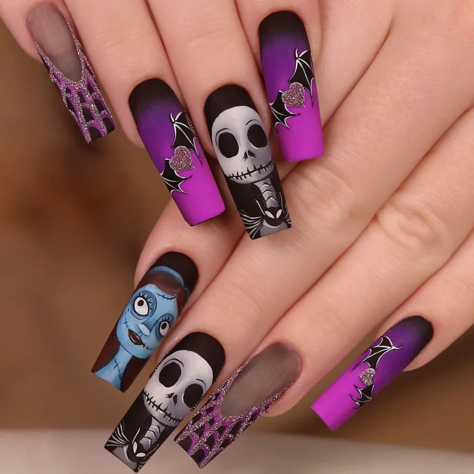 Halloween Long Ballet Press on Nails