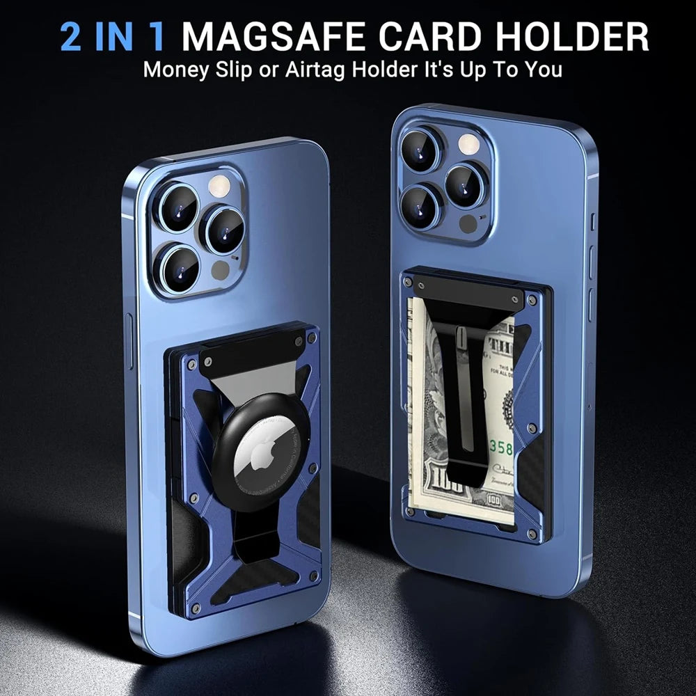MagSafe-Metal Card Holder with AirTag Holder, RFID Blocking
