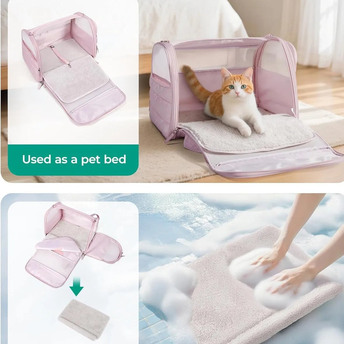 Soft Sided Pet Carrier Bag Foldable Breathable Cat Dog Travel Bag