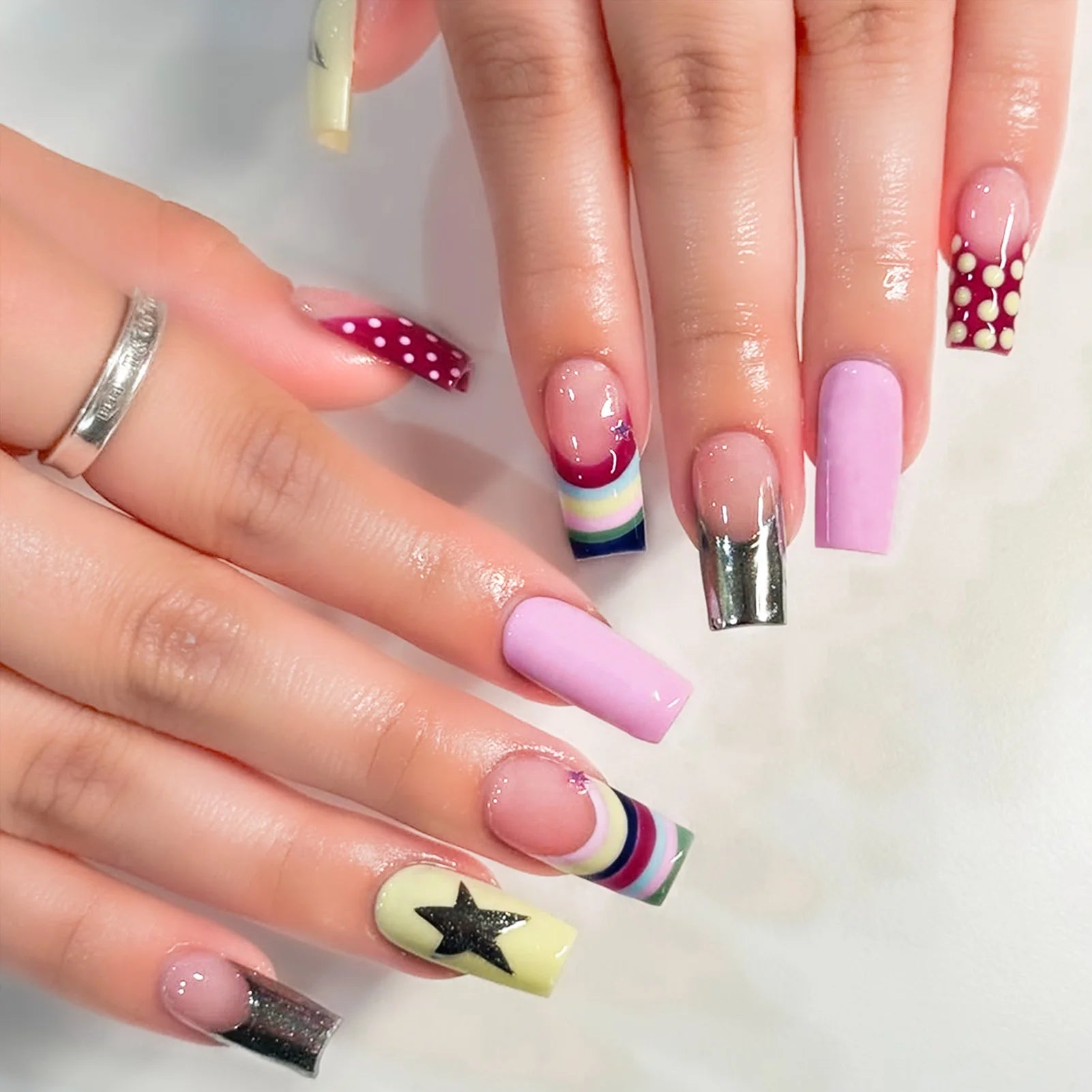 24Pcs Square Press on Nails