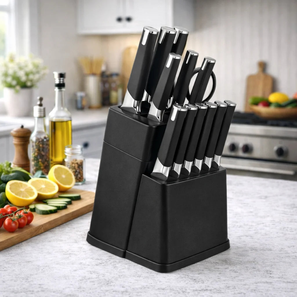 13Pc Professional Kitchen Knife Block Set with 6 Steak Knives