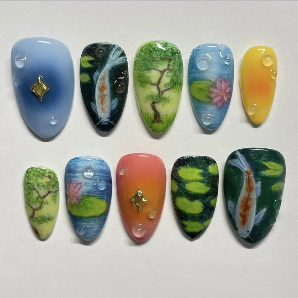 24pcs Vintage Country Style Press On Nails