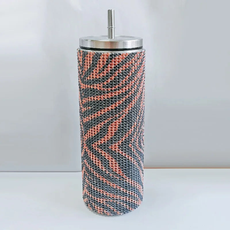Diamond Stainless Steel Tumbler with Straw