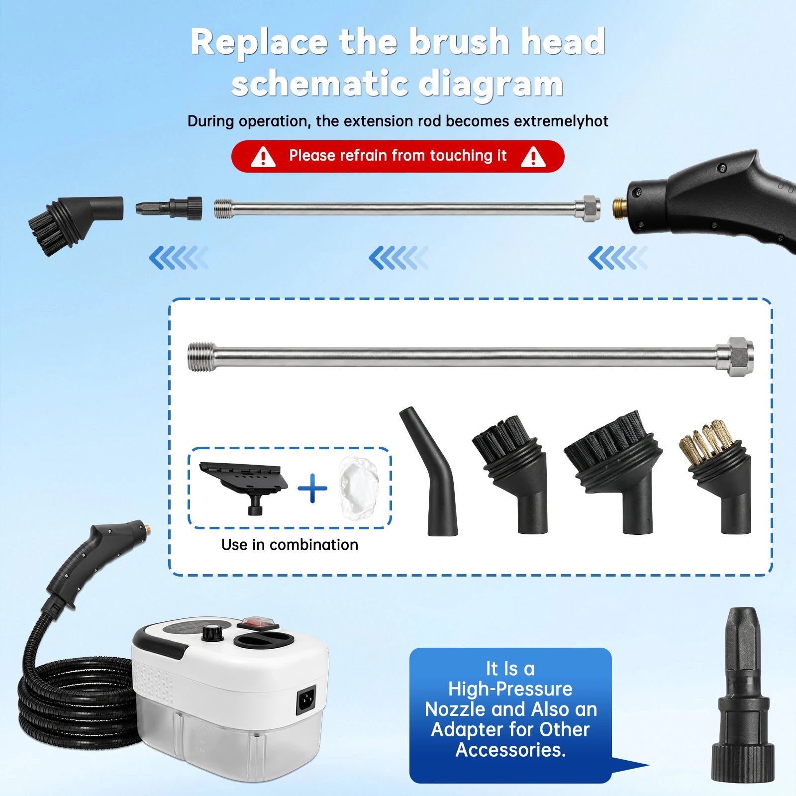 110V Portable Handheld Steam Cleaning Machine With Multiple Accessories