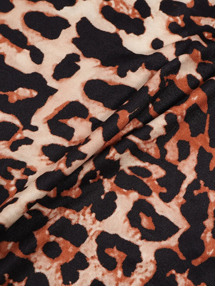 Plus Size Leopard Print Long Sleeve Top
