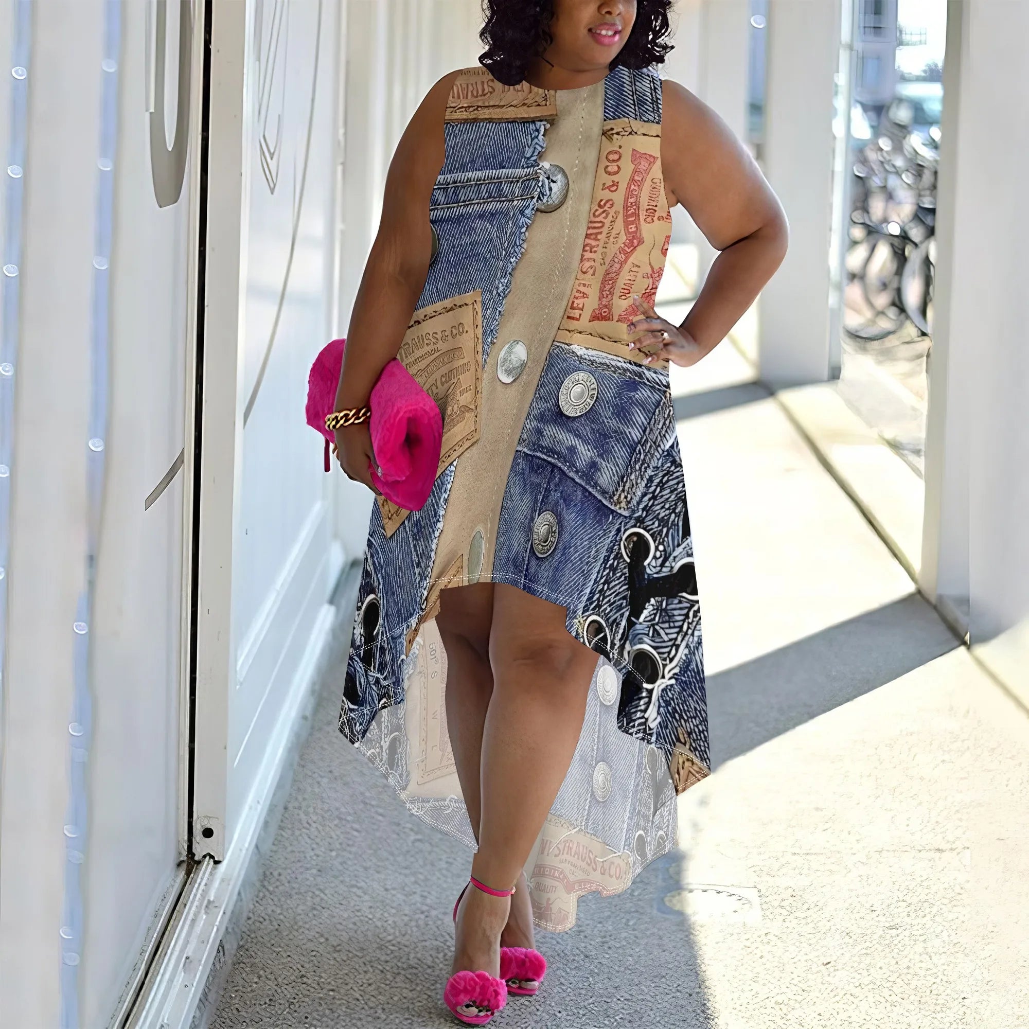 Plus Size Asymmetrical Dress