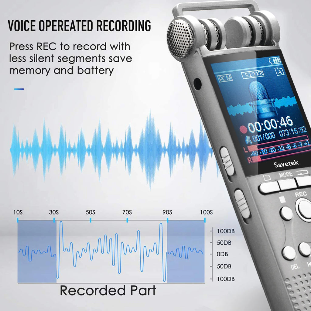 Savetek Professional Digital Voice Activated Audio Recorder