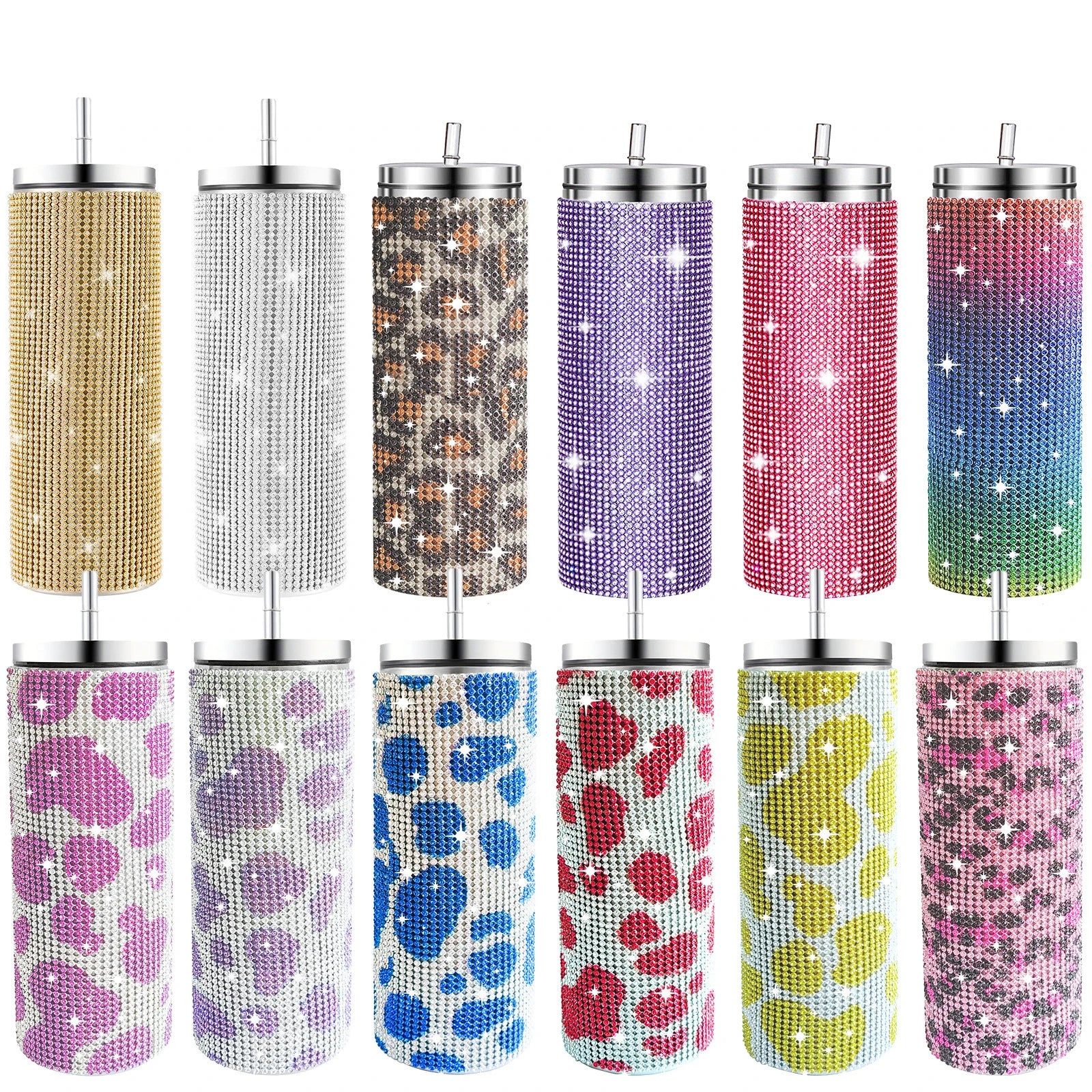 Diamond Stainless Steel Tumbler with Straw