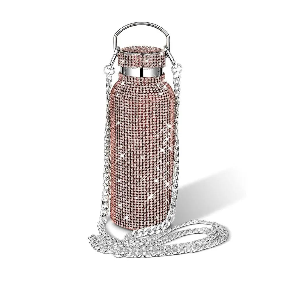 Thermal Rhinestone Water Bottle Stainless Steel Refillable Glitter Tumbler