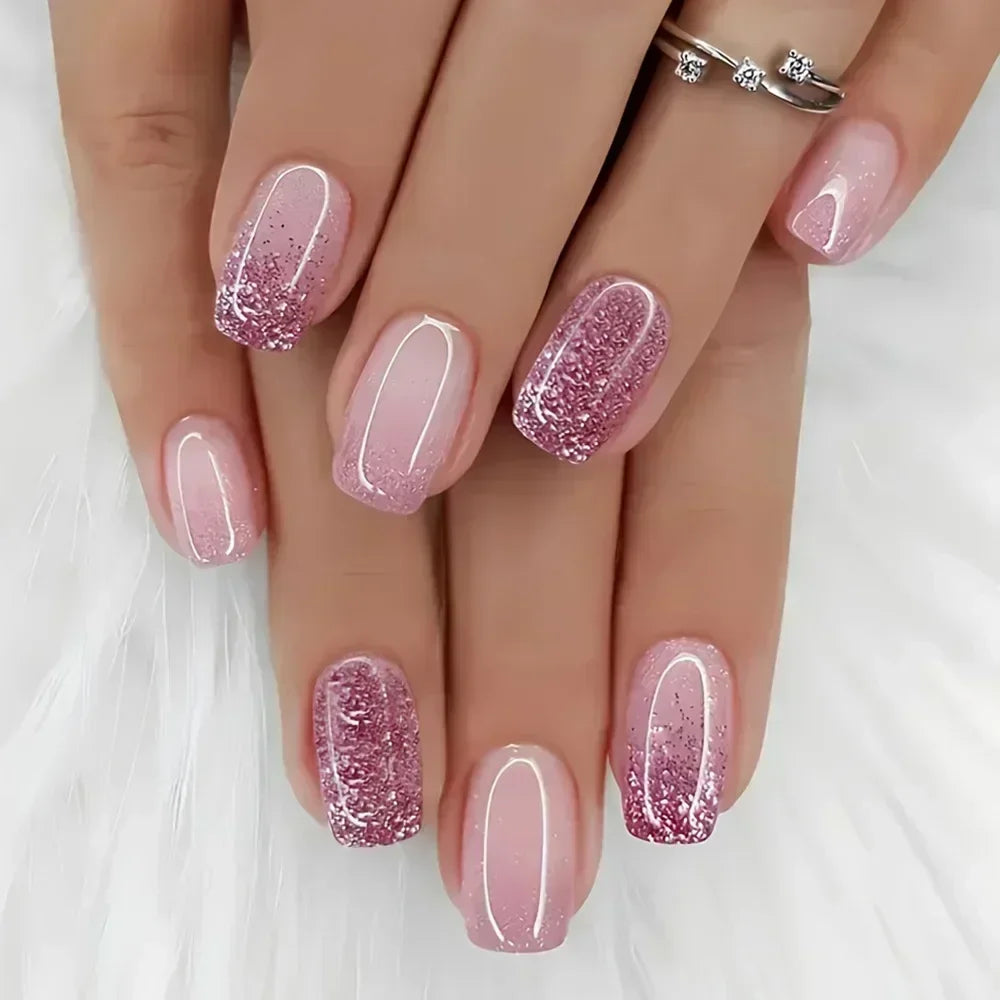24Pc Short Square Coffin Acrylic Nails Set