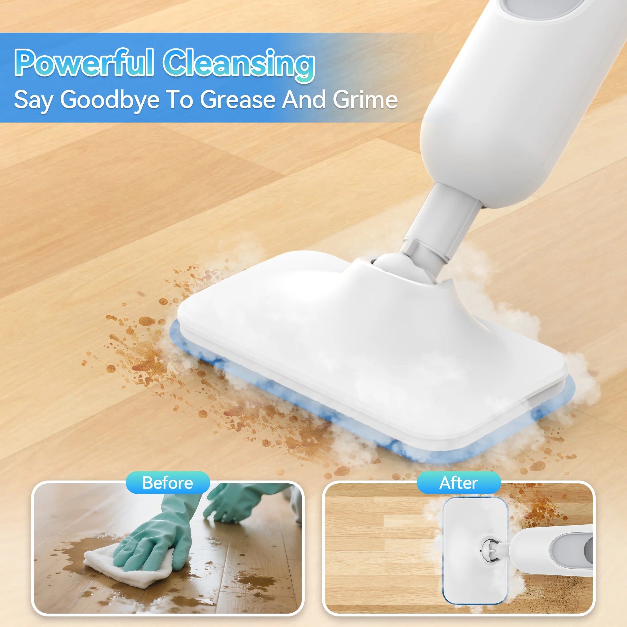 INSE Powerful Steam Mop 6 in 1 Scrubbing Steam Vac Mop