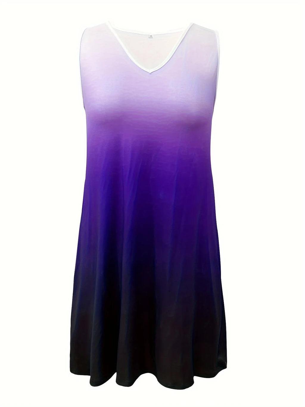 Plus Size Gradient Color Print Dress Vacation V Neck Tank Dress