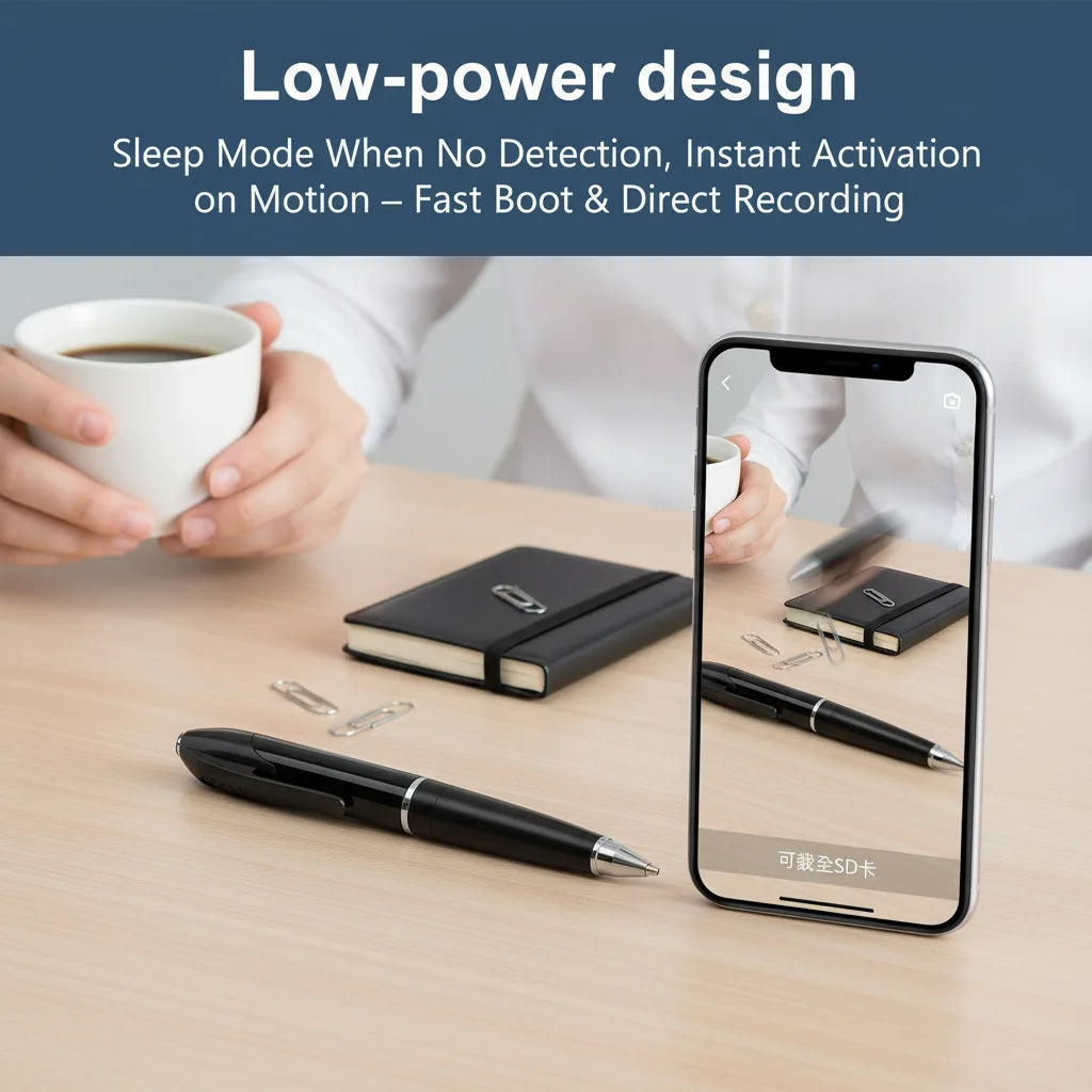 1080P HD Mini Pen Camera 300mAh Rechargeable Portable Video Recorder Wireless WiFi Connection Smart Motion Detection Real Time Remote View Multifunctional Recorder