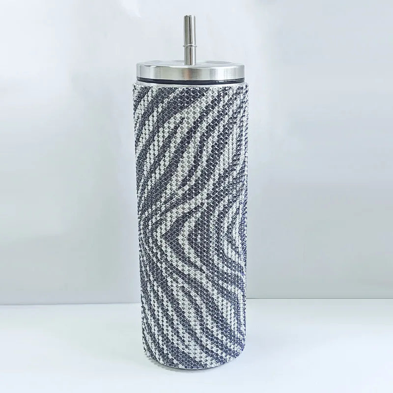 Diamond Stainless Steel Tumbler with Straw