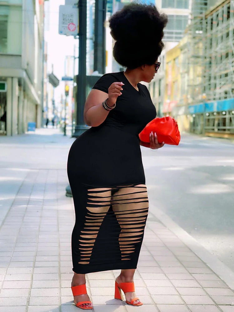 Hollow Out Stretchy Bodycon Dress