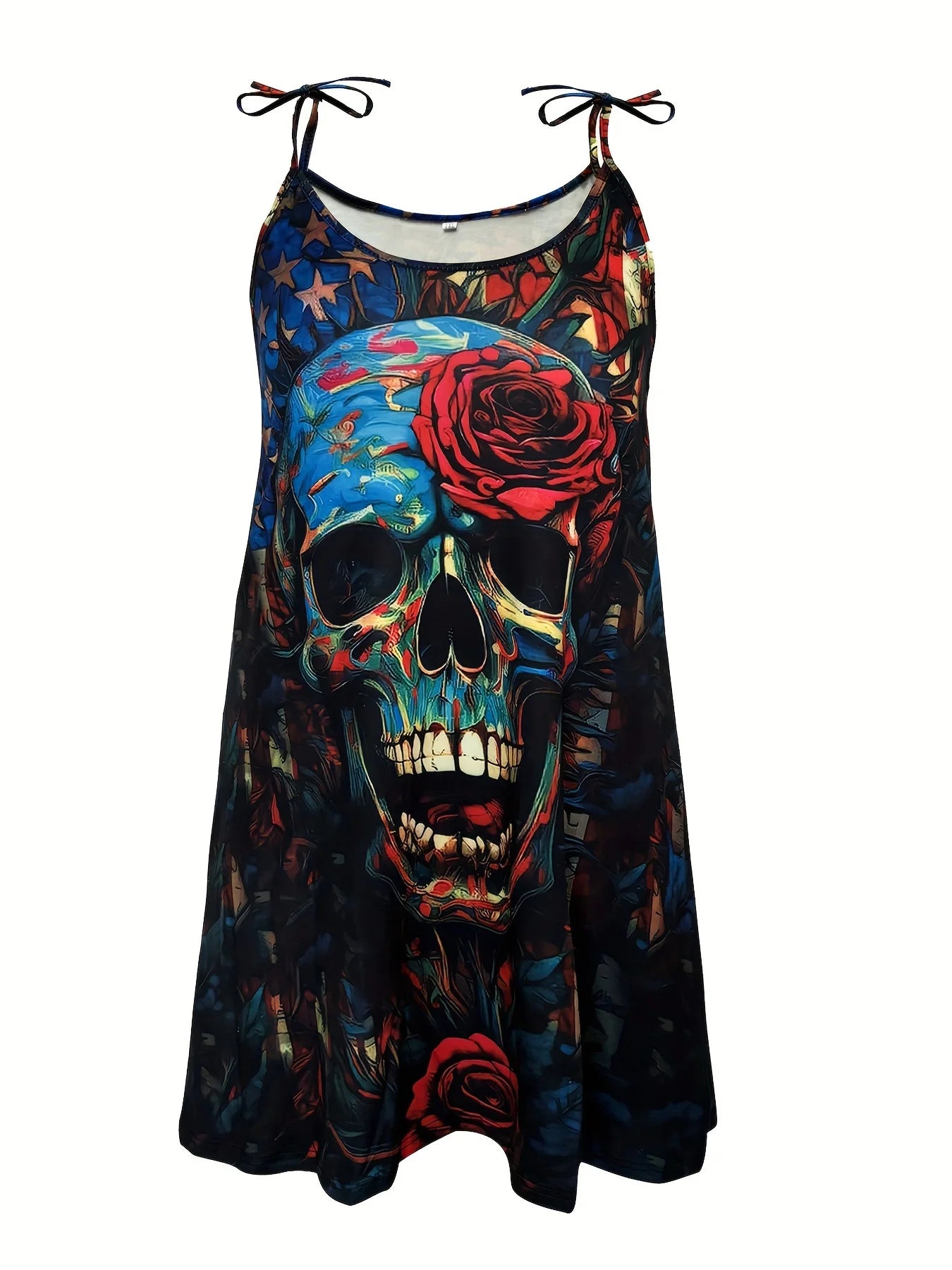 Women's Plus Size Independence Day Skull Print Cami Dress