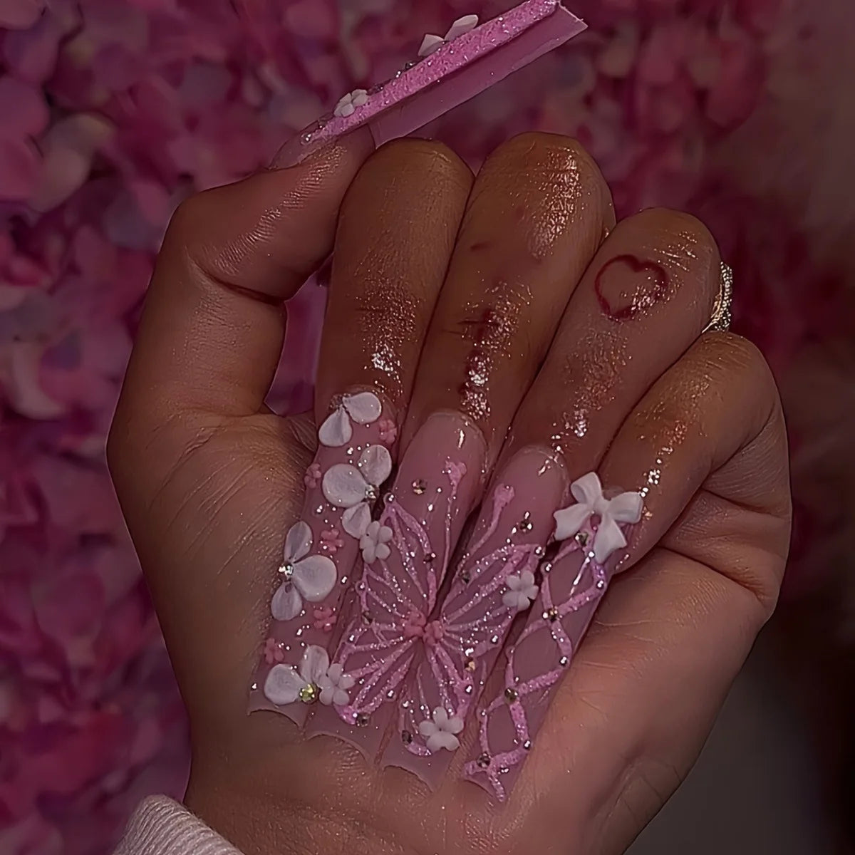 24Pcs Long Square Press on Nails