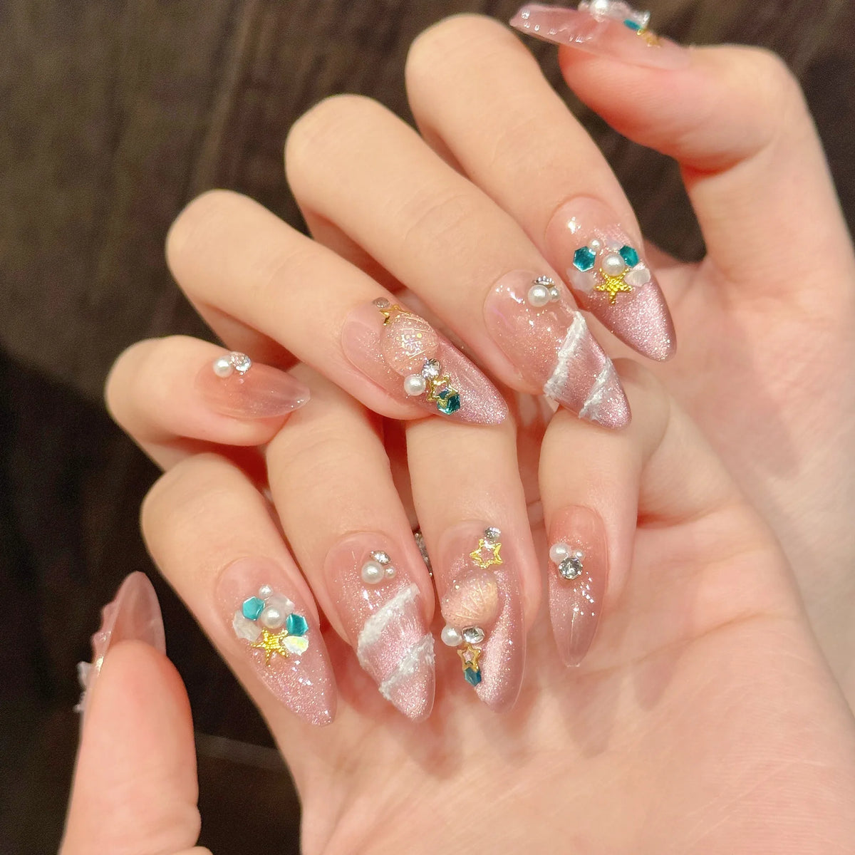 10pcs Musical Notes Pink Retro Press on Nails