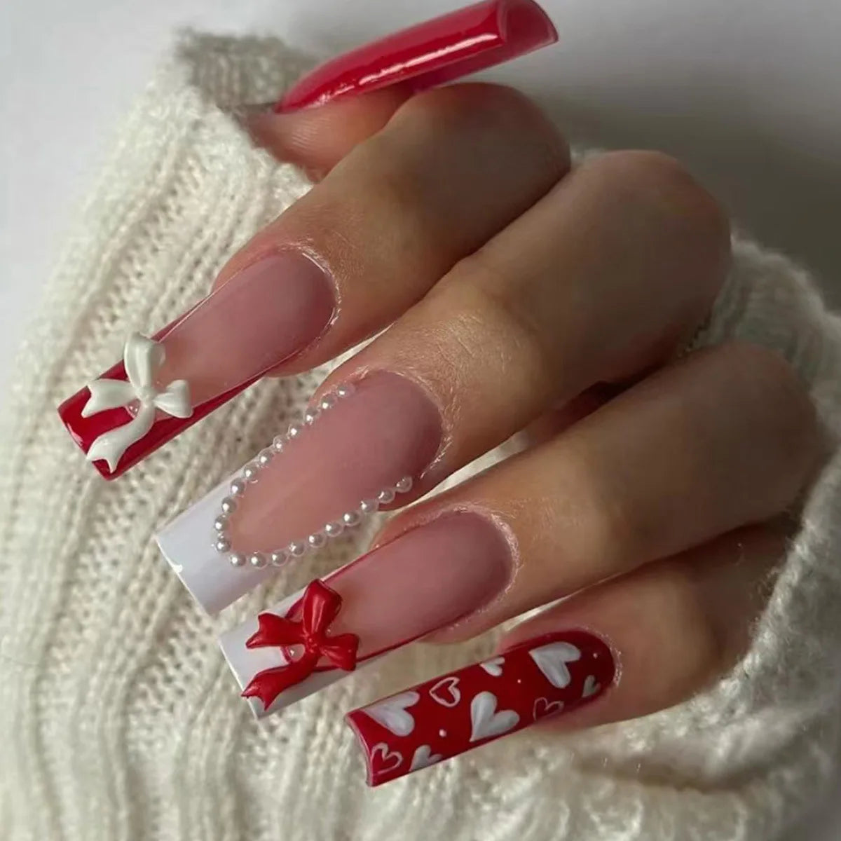 24Pcs Long Square Press on Nails