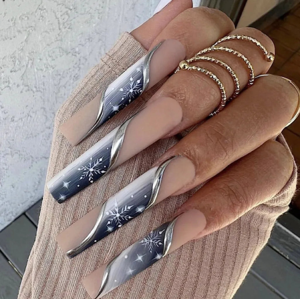 24pcs Glitter Pink Sequins Press on Nails