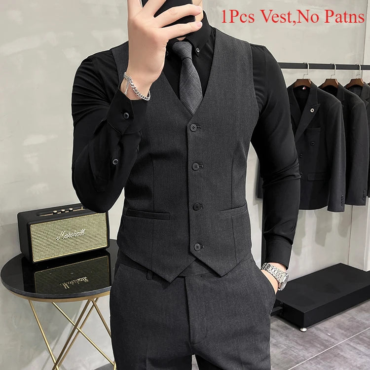 Solid Color Elastic Men's Casual Business Vest